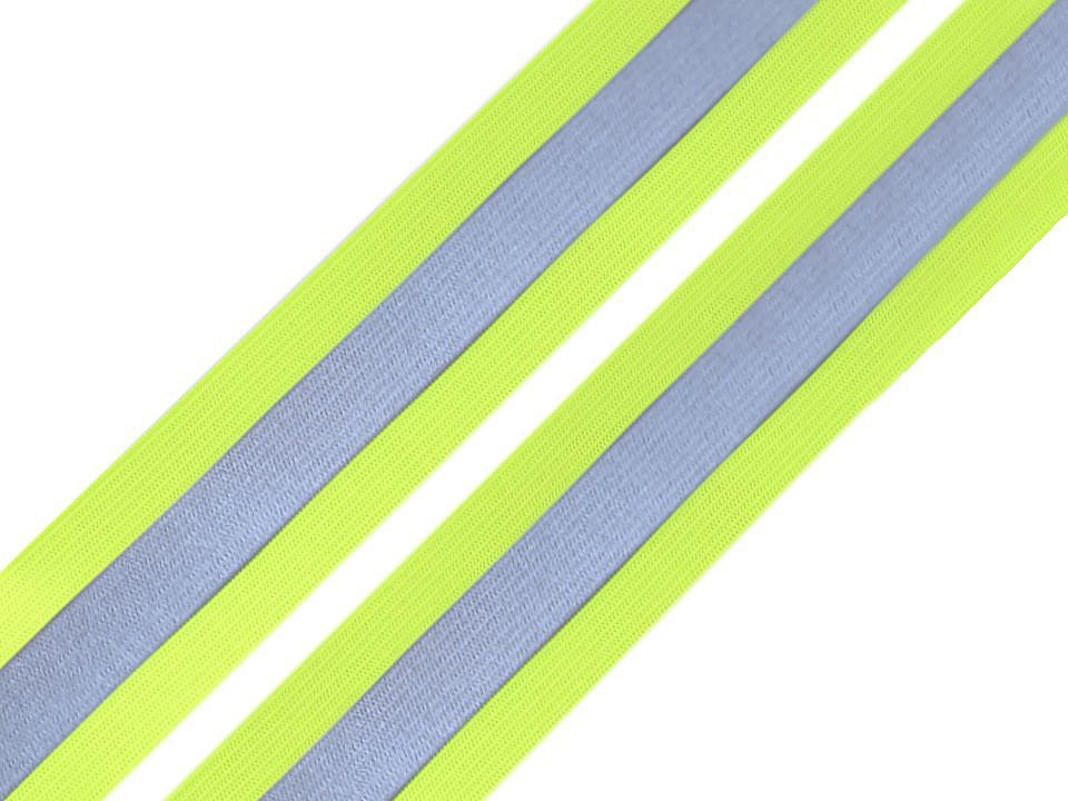 Elastic lat cu bandă reflectorizantă la metru, lățime 40 mm - galben verzui strident - neon Elastic lat cu bandă reflectorizantă la metru, lățime 40 mm - galben verzui strident - neon