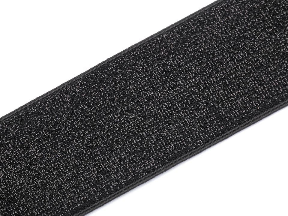 Elastic lat cu lurex la metru, 48 mm - negru Elastic lat cu lurex la metru, 48 mm - negru