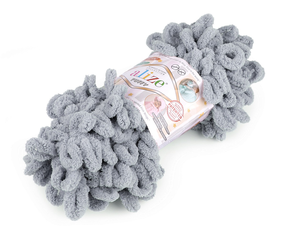 Fir de tricotat Alize Puffy, 100 g, gri Fir de tricotat Alize Puffy, 100 g, gri