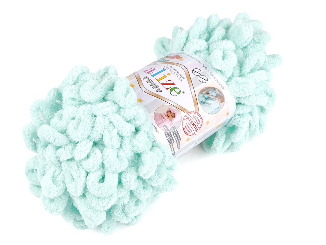 Fir de tricotat Alize Puffy, 100 g, verde mentă Fir de tricotat Alize Puffy, 100 g, verde mentă