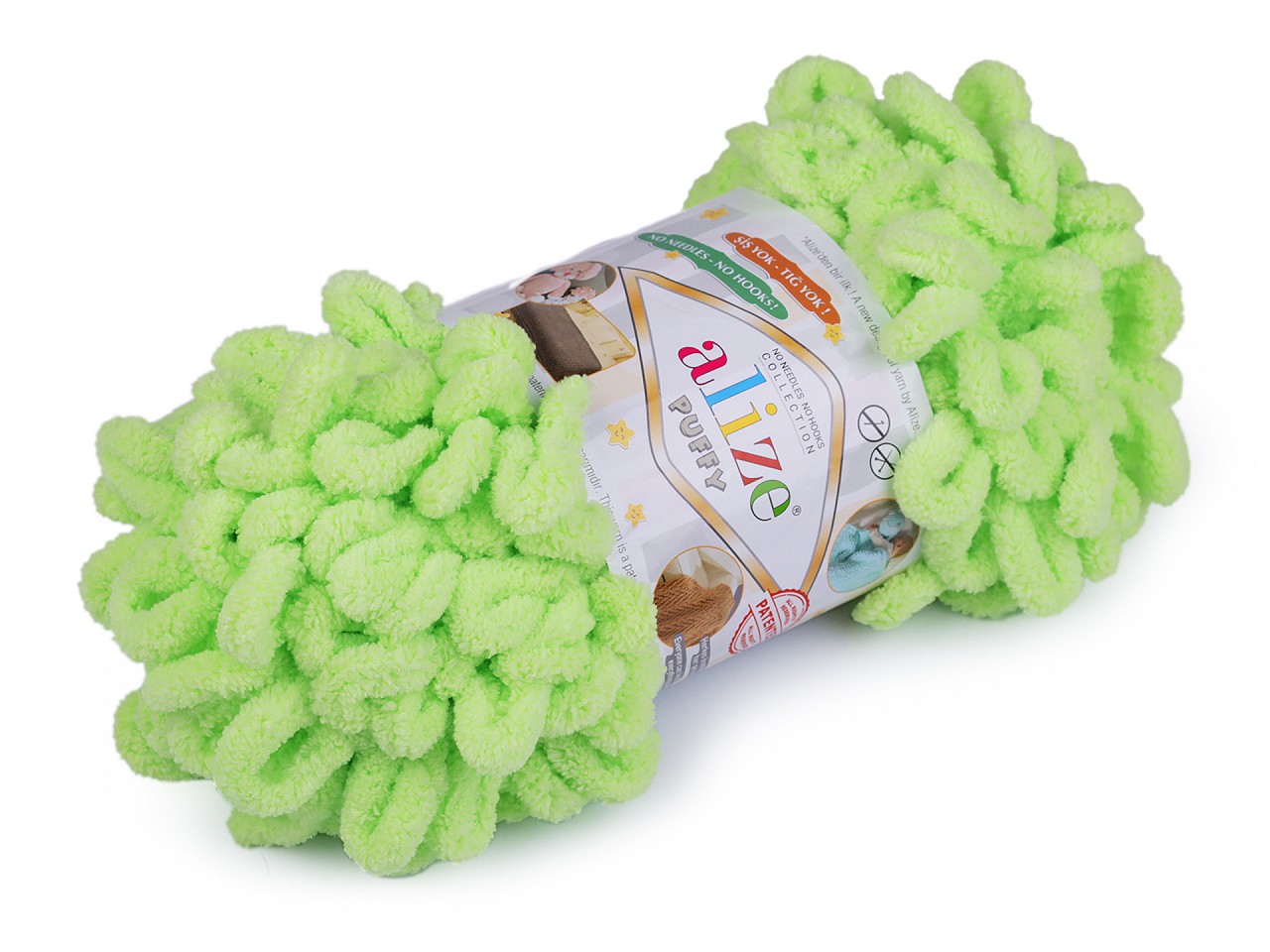 Fir de tricotat Alize Puffy, 100 g, verde neon Fir de tricotat Alize Puffy, 100 g, verde neon