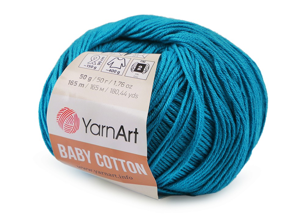 Fir de tricotat Baby Cotton, 50 g - albastru azur Fir de tricotat Baby Cotton, 50 g - albastru azur