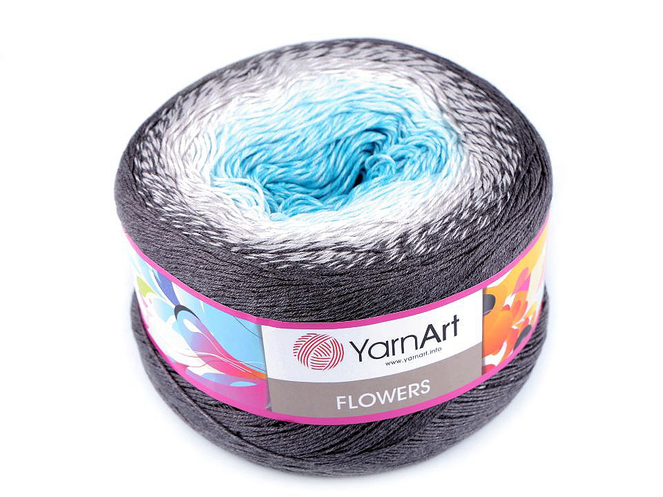 Fir de tricotat Flowers, 250 g, albastru azur