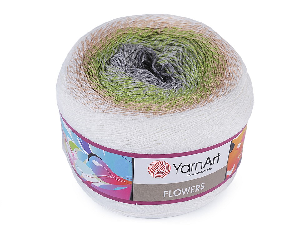 Fir de tricotat Flowers, 250 g, gri porumbel