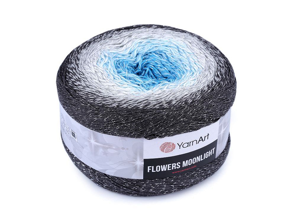 Fir de tricotat Flowers Moonlight, 260 g, albastru azur Fir de tricotat Flowers Moonlight, 260 g, albastru azur