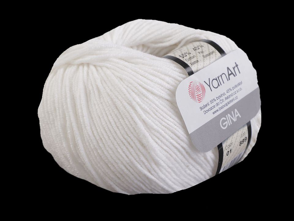 Fir de tricotat Gina / Jeans, 50 g - alb Fir de tricotat Gina / Jeans, 50 g - alb