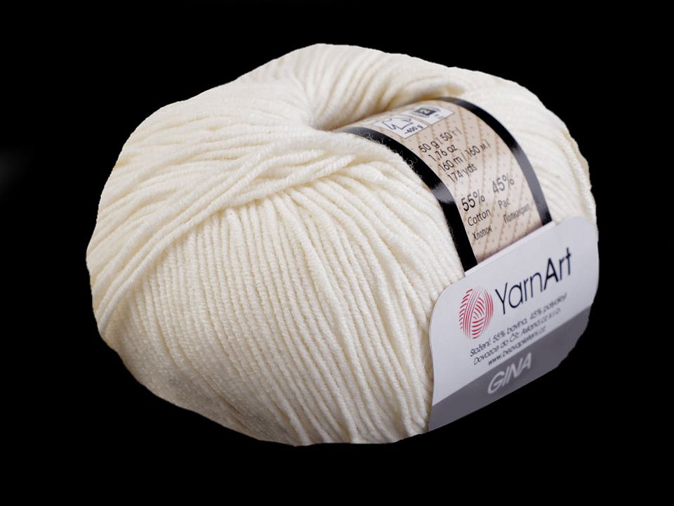Fir de tricotat Gina / Jeans, 50 g - crem deschis