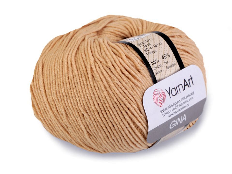 Fir de tricotat Gina / Jeans, 50 g - crem