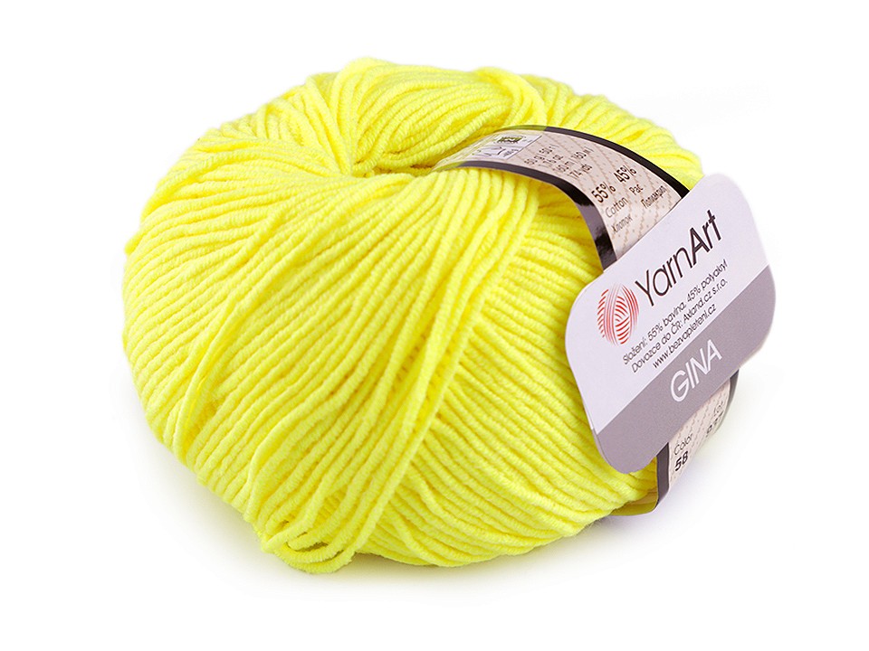 Fir de tricotat Gina / Jeans, 50 g - galben - neon