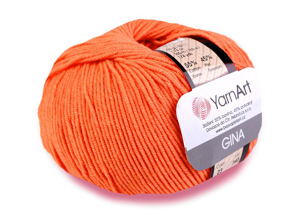 Fir de tricotat Gina / Jeans, 50 g - portocaliu Fir de tricotat Gina / Jeans, 50 g - portocaliu