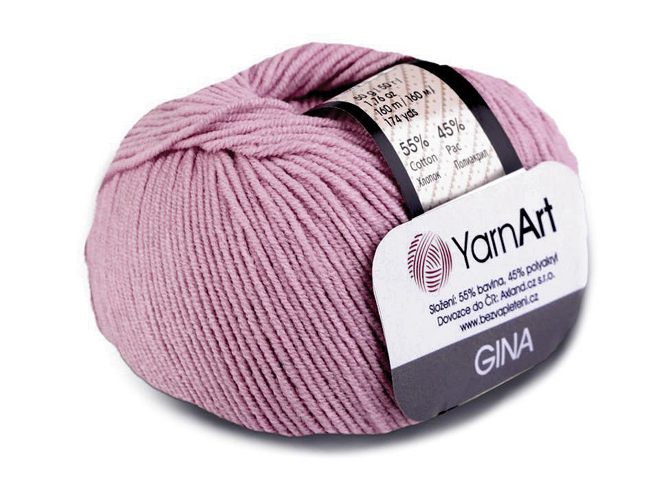 Fir de tricotat Gina / Jeans, 50 g - roz antic Fir de tricotat Gina / Jeans, 50 g - roz antic
