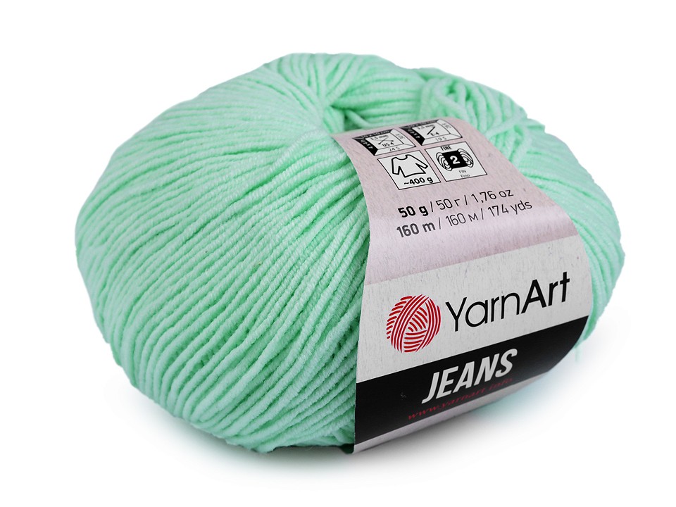 Fir de tricotat Gina / Jeans, 50 g - verde mentă Fir de tricotat Gina / Jeans, 50 g - verde mentă