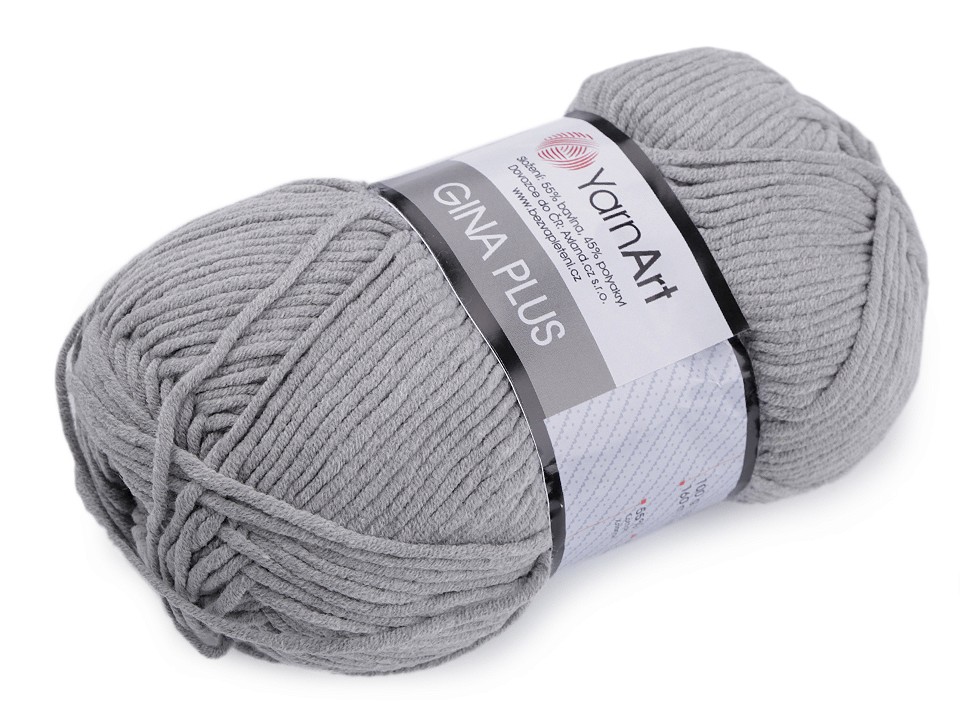 Fir de tricotat Gina Plus, 100 g - gri deschis
