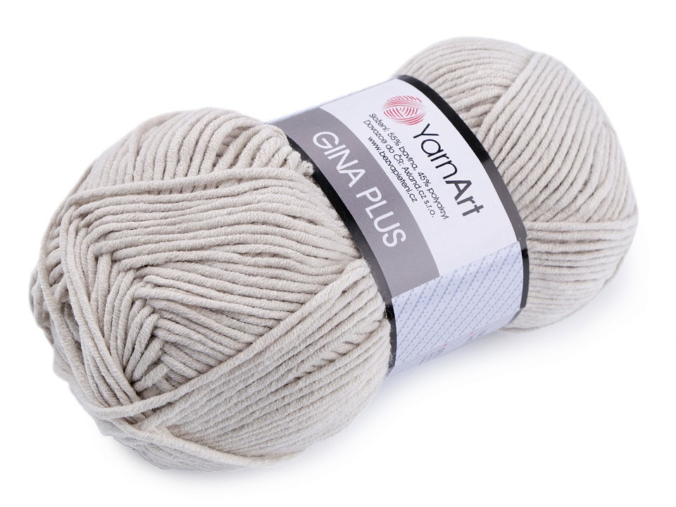 Fir de tricotat Gina Plus, 100 g - gri foarte deschis Fir de tricotat Gina Plus, 100 g - gri foarte deschis