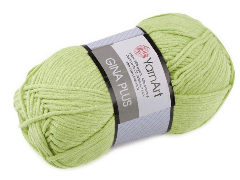 Fir de tricotat Gina Plus, 100 g - verde tei Fir de tricotat Gina Plus, 100 g - verde tei