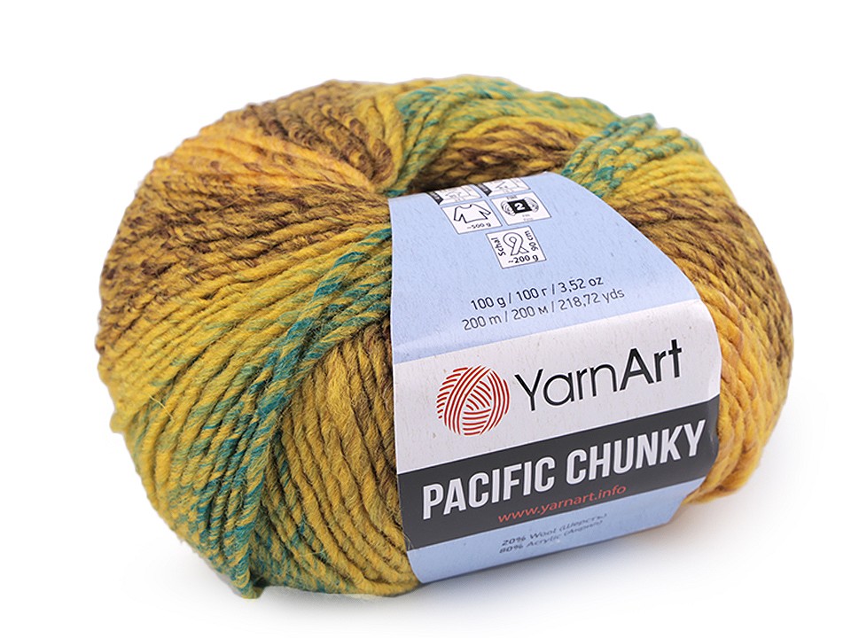 Fir de tricotat Pacific Chunky, 100 g, galben muștar Fir de tricotat Pacific Chunky, 100 g, galben muștar