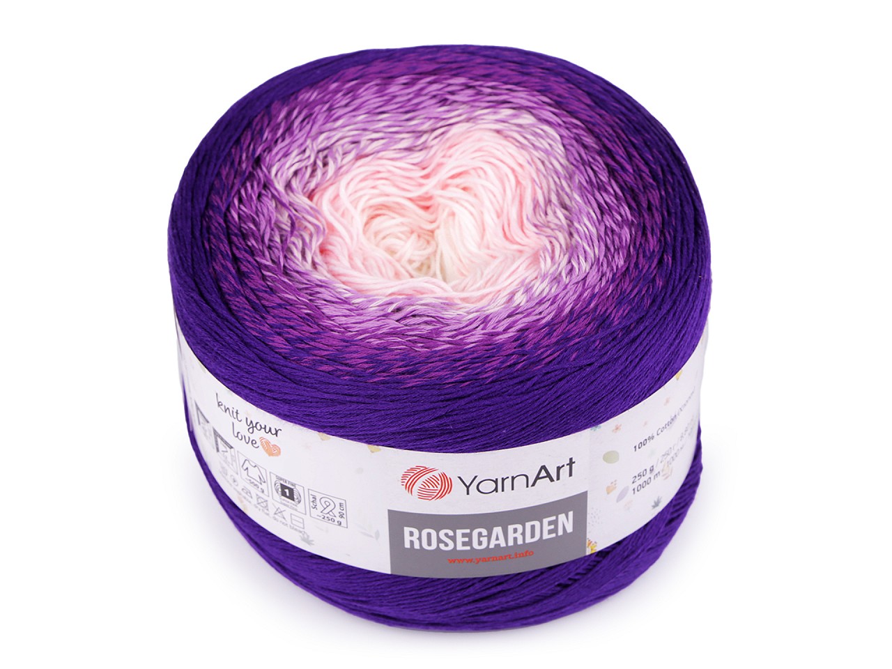 Fir de tricotat din bumbac Rosegarden, 250 g, albastru afină Fir de tricotat din bumbac Rosegarden, 250 g, albastru afină