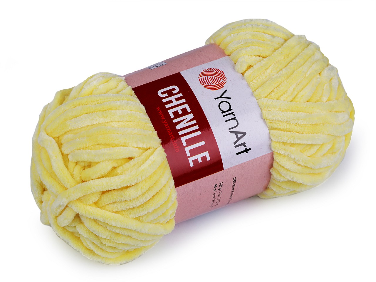 Fir de tricotat plușat Chenille, 100 g, galben deschis