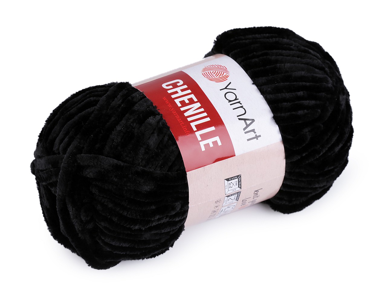 Fir de tricotat plușat Chenille, 100 g, negru