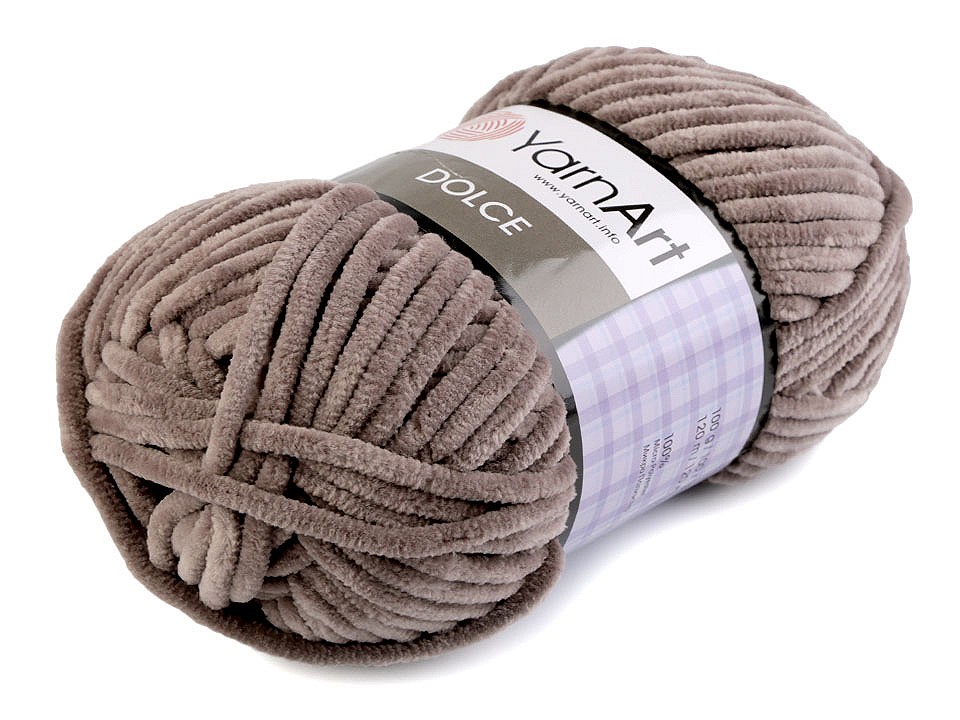 Fir de tricotat plușat Dolce, 100 g, bej închis Fir de tricotat plușat Dolce, 100 g, bej închis