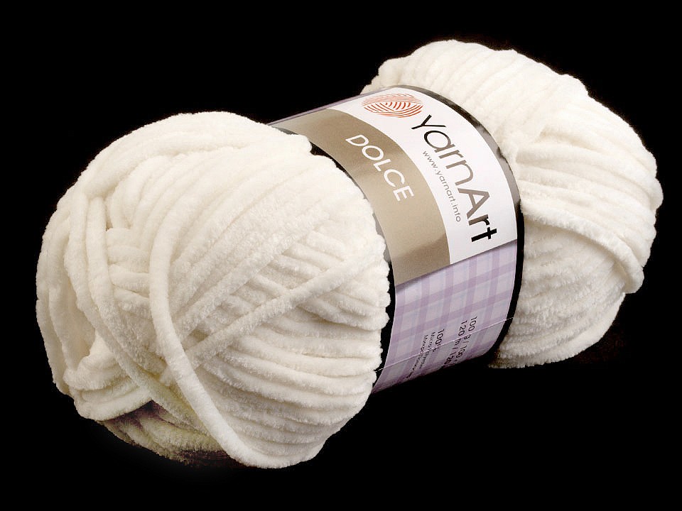 Fir de tricotat plușat Dolce, 100 g, crem foarte deschis