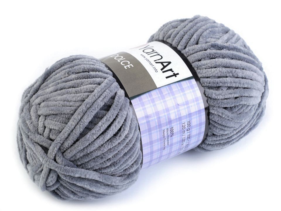 Fir de tricotat plușat Dolce, 100 g, gri paloma Fir de tricotat plușat Dolce, 100 g, gri paloma