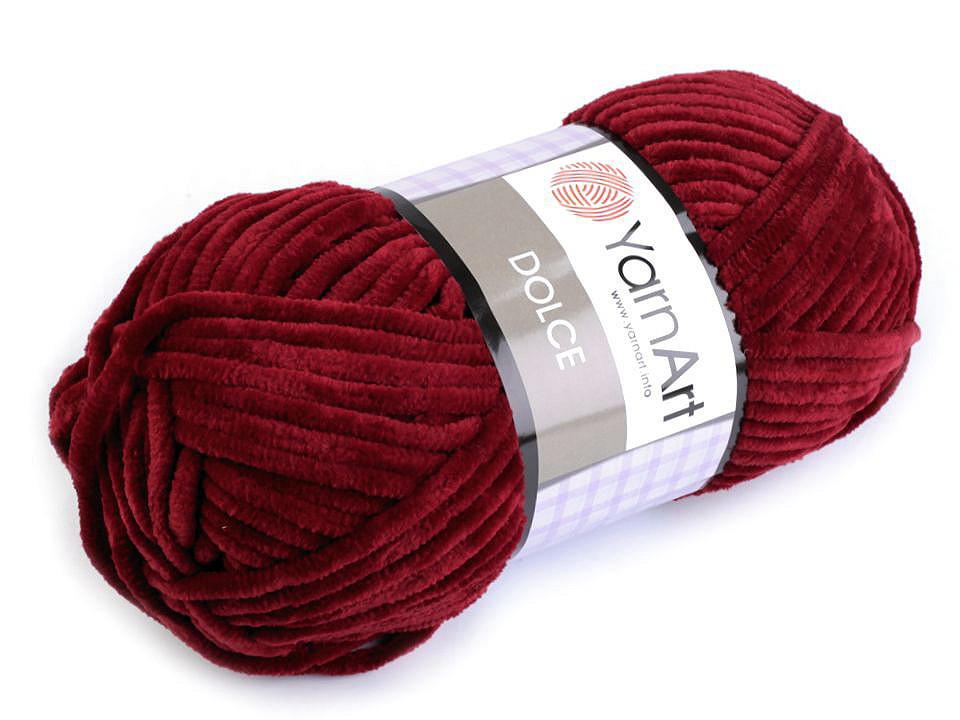 Fir de tricotat plușat Dolce, 100 g, roșu închis Fir de tricotat plușat Dolce, 100 g, roșu închis