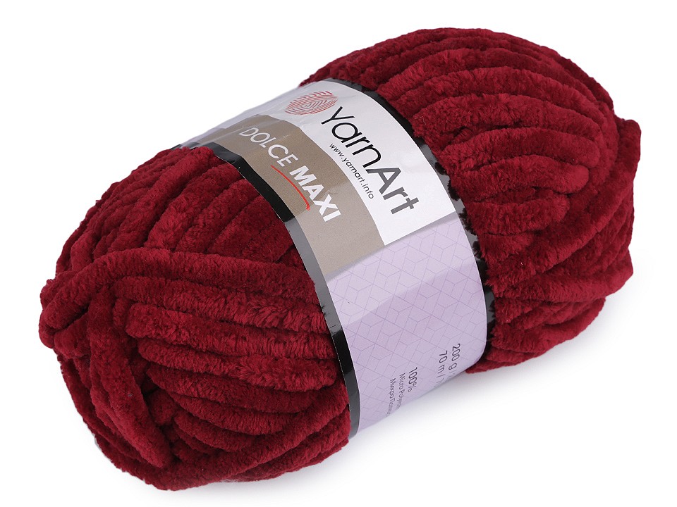 Fir de tricotat plușat Dolce Maxi, 200 g, bordo Fir de tricotat plușat Dolce Maxi, 200 g, bordo