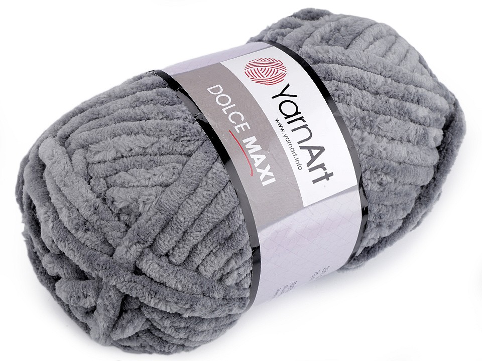 Fir de tricotat plușat Dolce Maxi, 200 g, gri