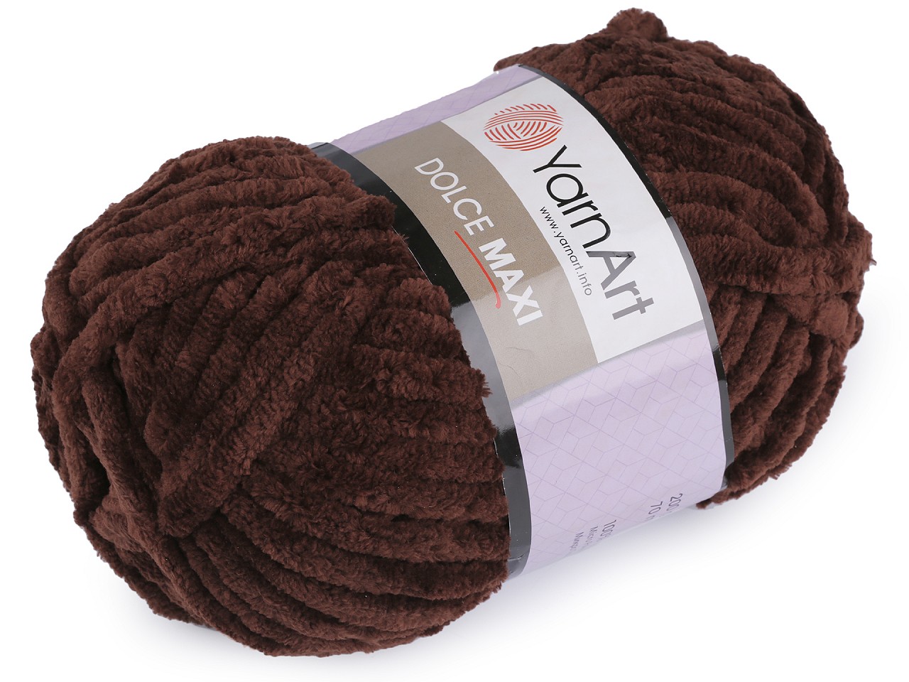 Fir de tricotat plușat Dolce Maxi, 200 g, maro ciocolatiu