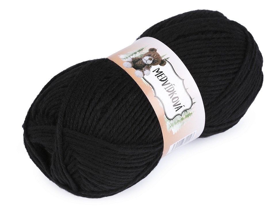 Fir de tricotat ursuleț, 100g - negru