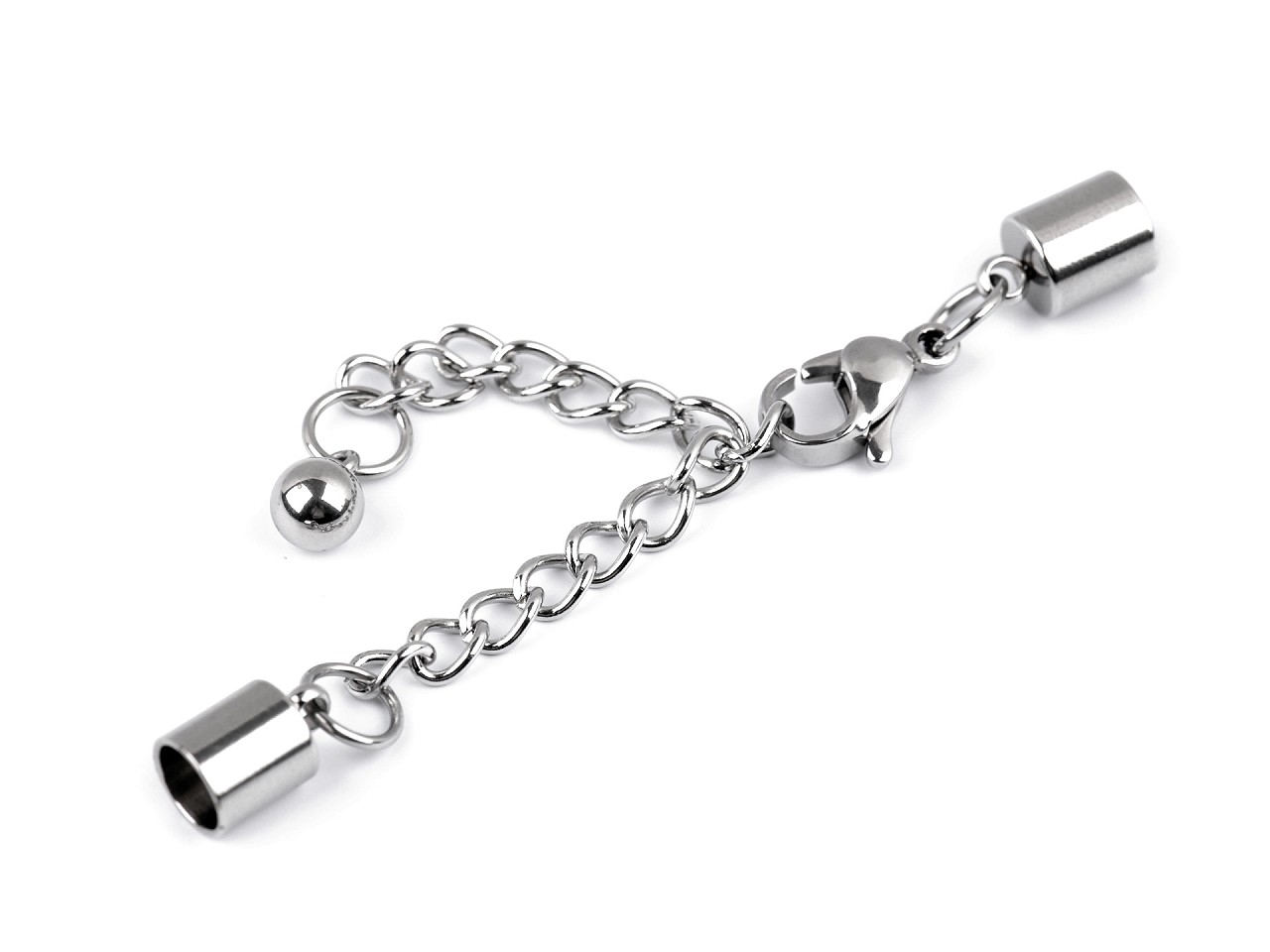 Închizătoare cu capete de șnur și lanț de prelungire, platinum Închizătoare cu capete de șnur și lanț de prelungire, platinum