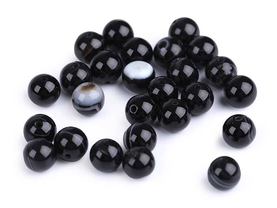 Mărgele din Agat negru sintetic, Ø8 mm (pachet 10 Buc.) Mărgele din Agat negru sintetic, Ø8 mm (pachet 10 Buc.)