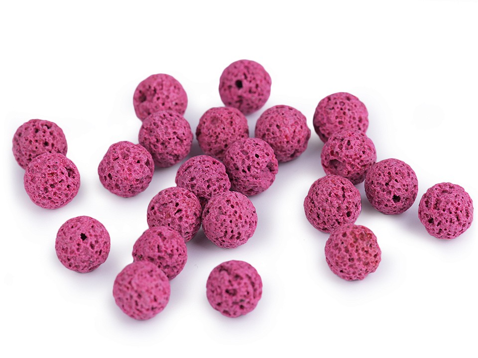 Mărgele din rocă vulcanică colorată, Ø8 mm (pachet 12 Buc.) - roz Mărgele din rocă vulcanică colorată, Ø8 mm (pachet 12 Buc.) - roz