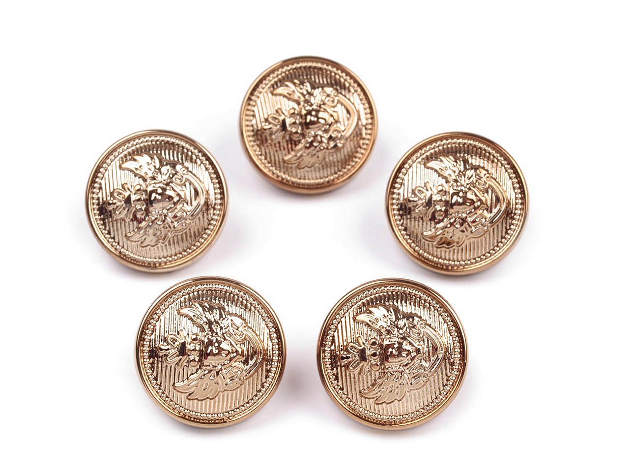 Nasturi cu picior, model blazon, mărimea Ø21 mm, auriu deschis, 5 buc.