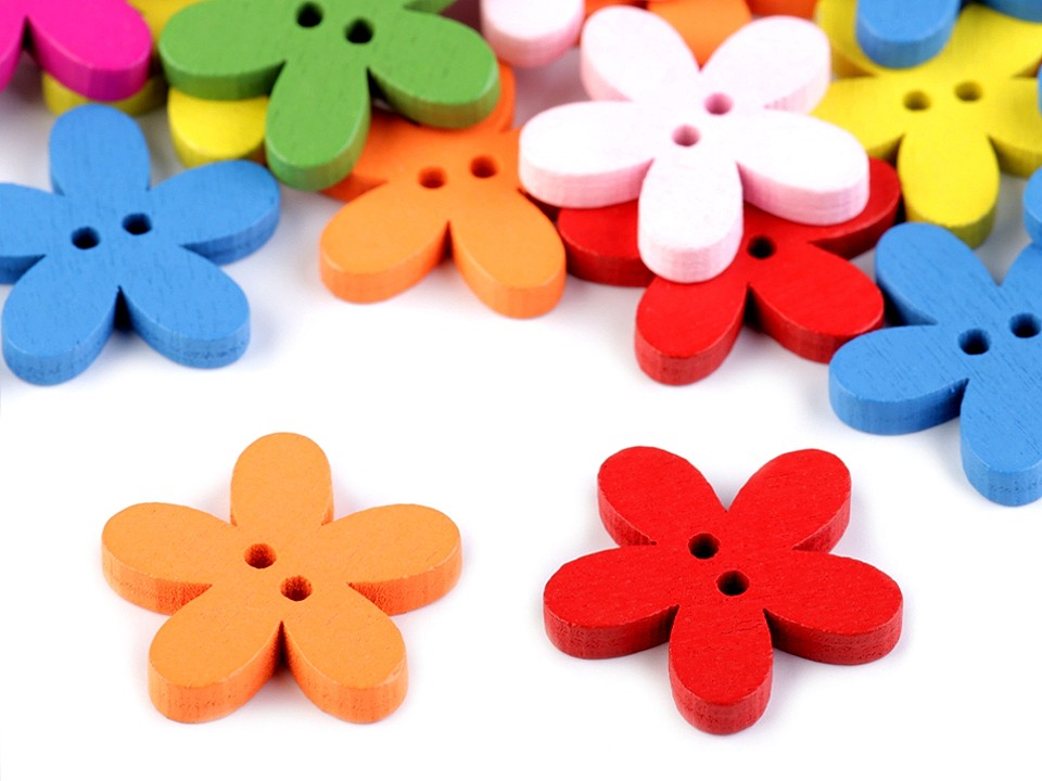 Nasturi decorativi din lemn, model floare, mix culori, 10 buc. Nasturi decorativi din lemn, model floare, mix culori, 10 buc.