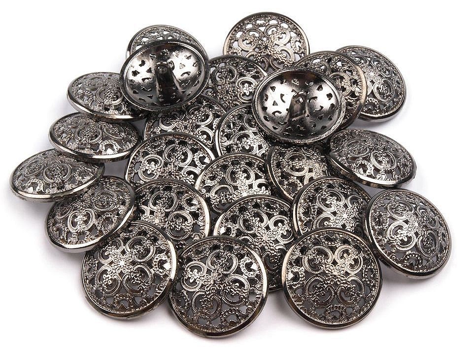Nasturi metalici filigran, mărimea Ø25 mm, nichel antic, 5 buc.