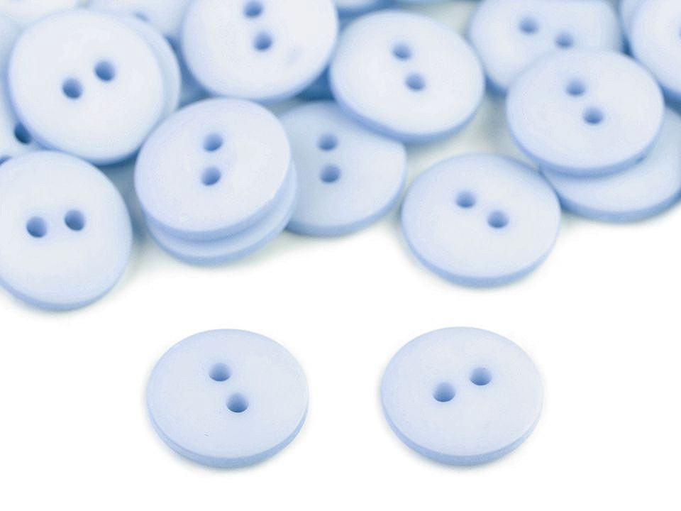 Nasturi plastic, 2 găuri, mărimea Ø15 mm, bleu gheață, 10 buc.