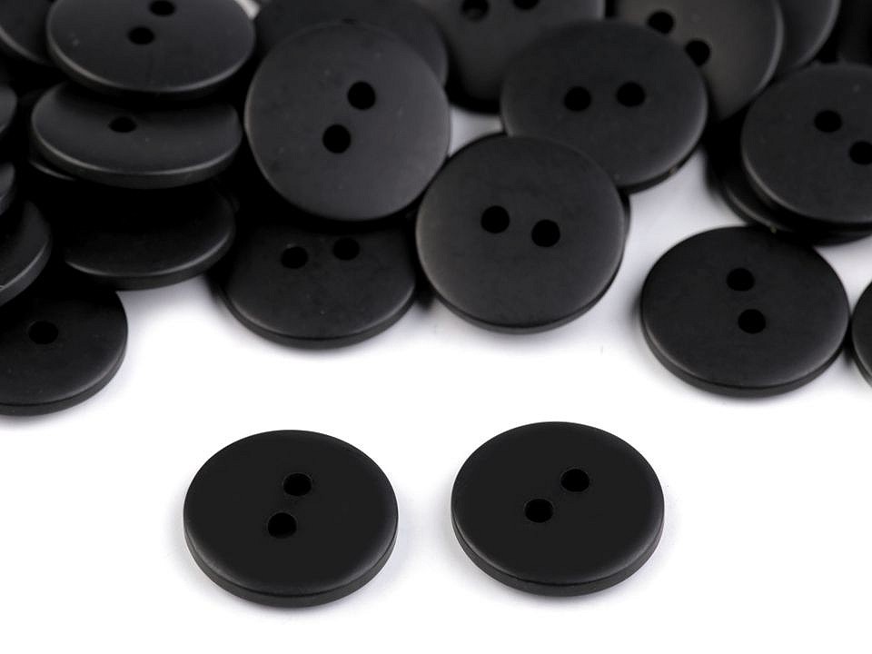 Nasturi plastic, 2 găuri, mărimea Ø15 mm, negru, 10 buc.