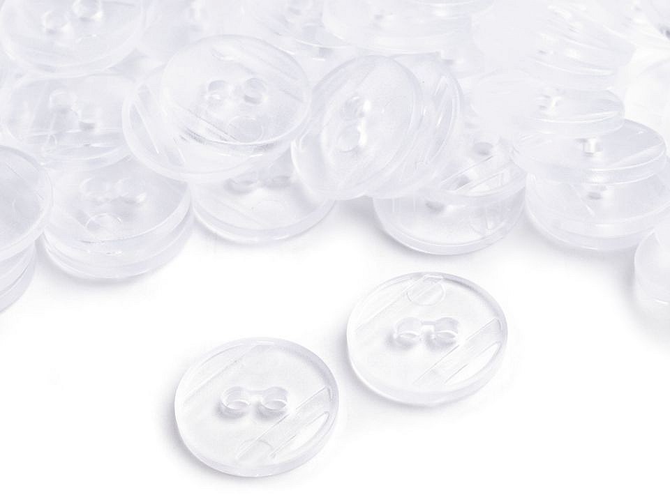 Nasturi plastic, 2 găuri, mărimea Ø15 mm, transparent, 50 buc.