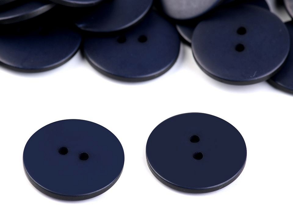 Nasturi plastic, 2 găuri, mărimea Ø23 mm, albastru întunecat, 10 buc.