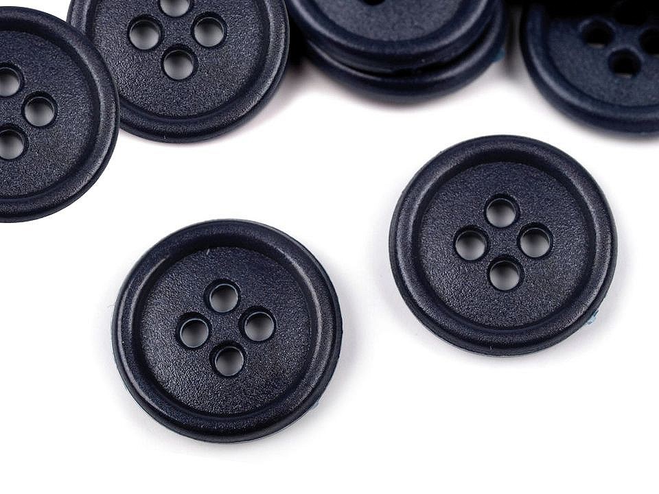 Nasturi plastic, 4 găuri, mărimea Ø15 mm, albastru închis, 20 buc.
