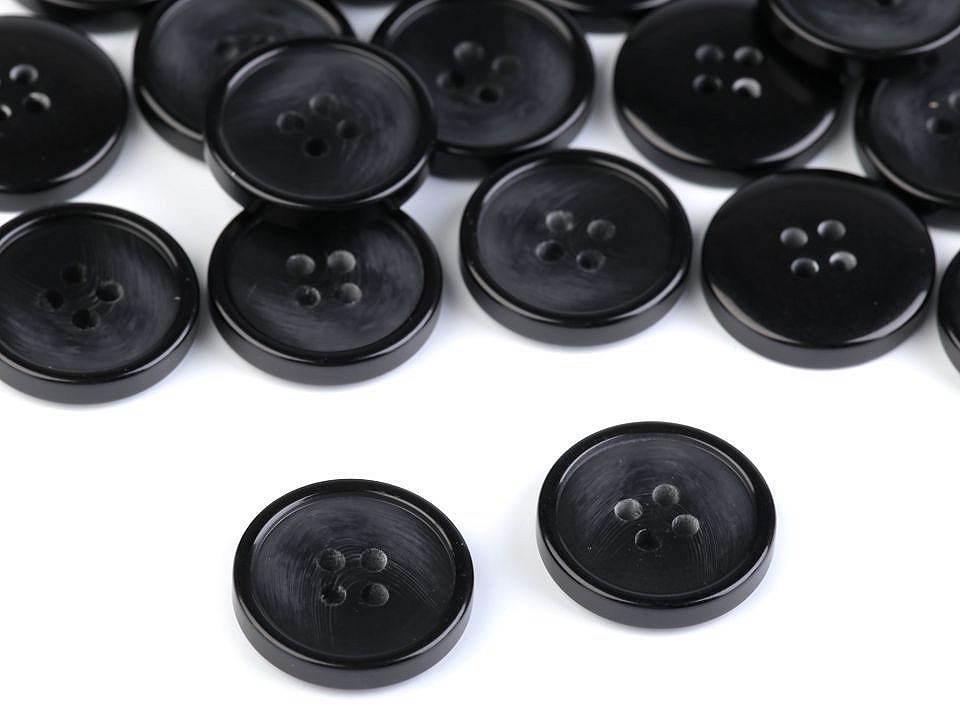 Nasturi plastic, 4 găuri, mărimea Ø20 mm, negru, 20 buc.