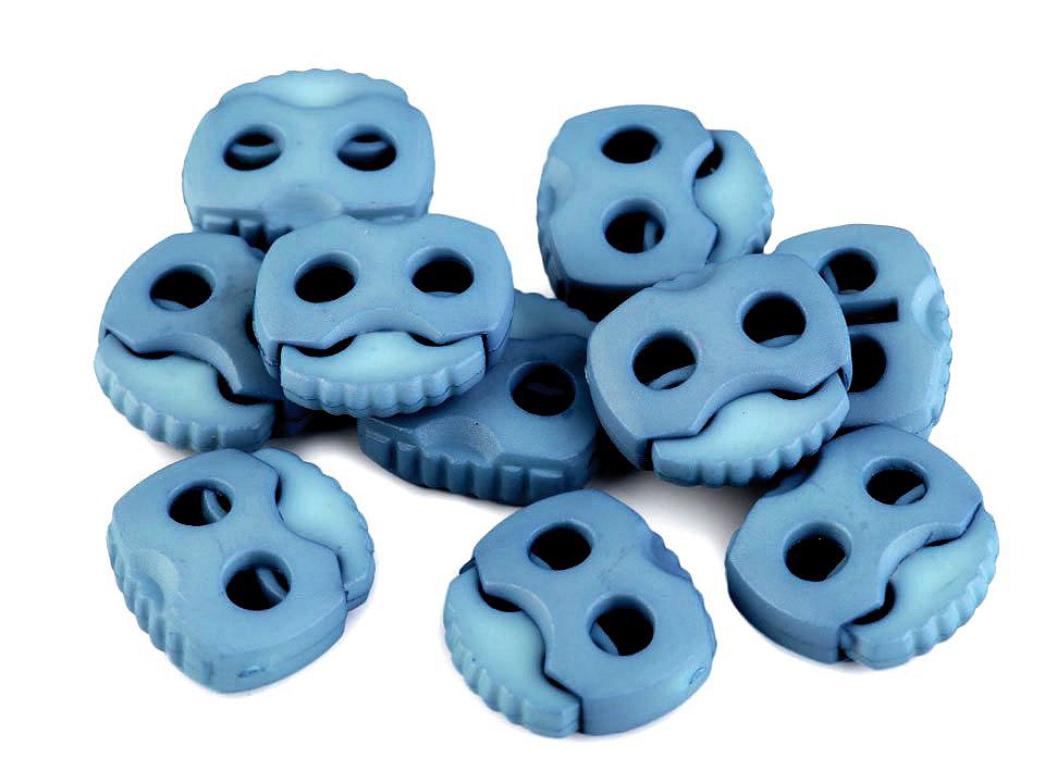 Opritori șnur, 2 găuri, 20x20 mm (pachet 10 Buc.) - bleu pal Opritori șnur, 2 găuri, 20x20 mm (pachet 10 Buc.) - bleu pal