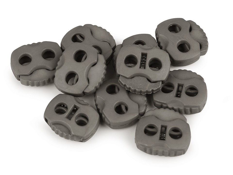 Opritori șnur, 2 găuri, 20x20 mm (pachet 10 Buc.) - gri oliv Opritori șnur, 2 găuri, 20x20 mm (pachet 10 Buc.) - gri oliv