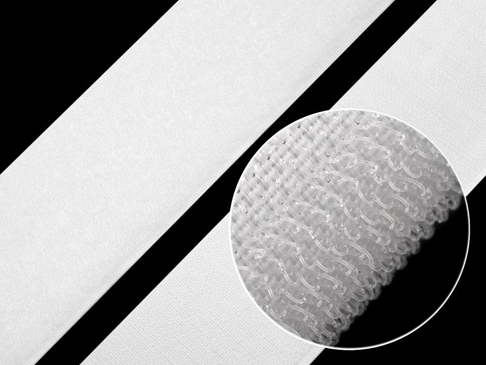 Bandă arici autoadezivă la metru, complet (puf + scai), 50 mm, White Bandă arici autoadezivă la metru, complet (puf + scai), 50 mm, Alb