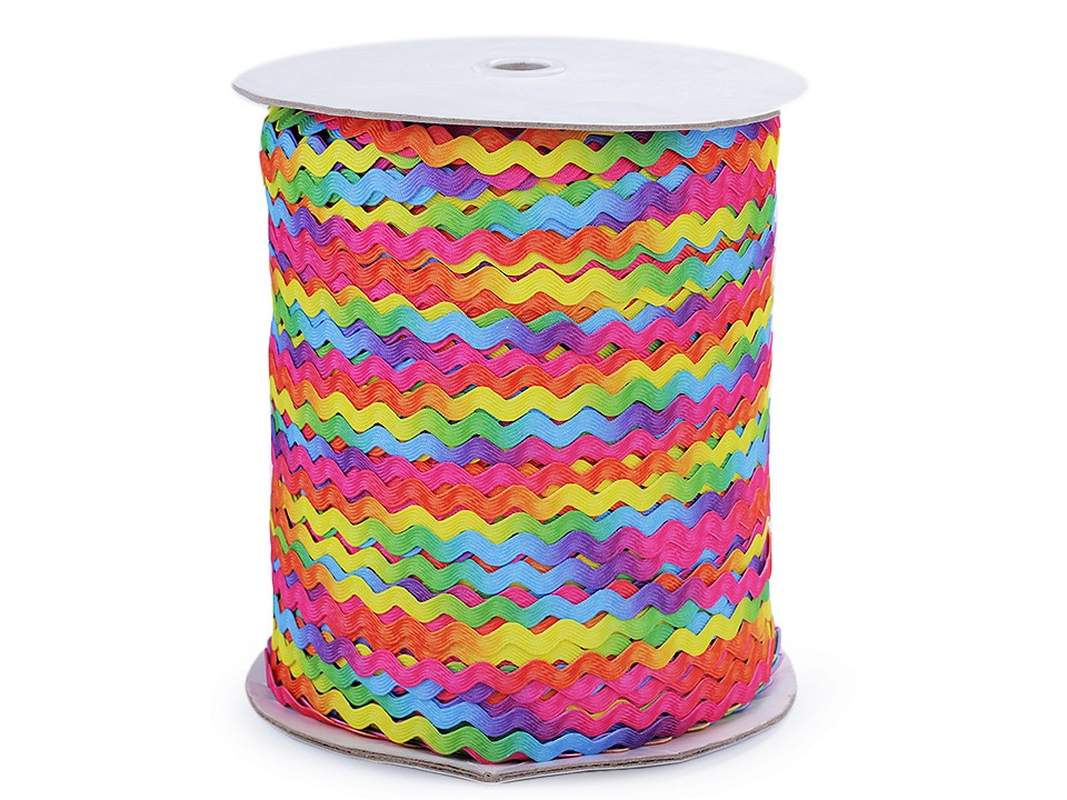 Bandă zig-zag curcubeu, lățime 6 mm, multicolor, 1 m Bandă zig-zag curcubeu, lățime 6 mm, multicolor, 1 m