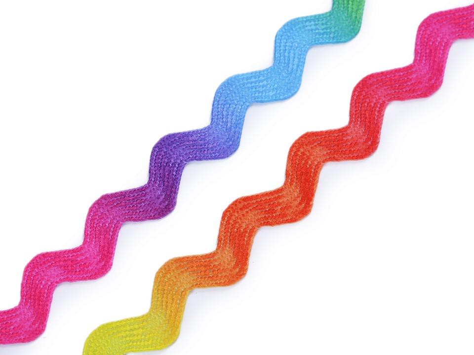 Bandă zig-zag curcubeu, lățime 6 mm, multicolor, 1 m Bandă zig-zag curcubeu, lățime 6 mm, multicolor, 1 m