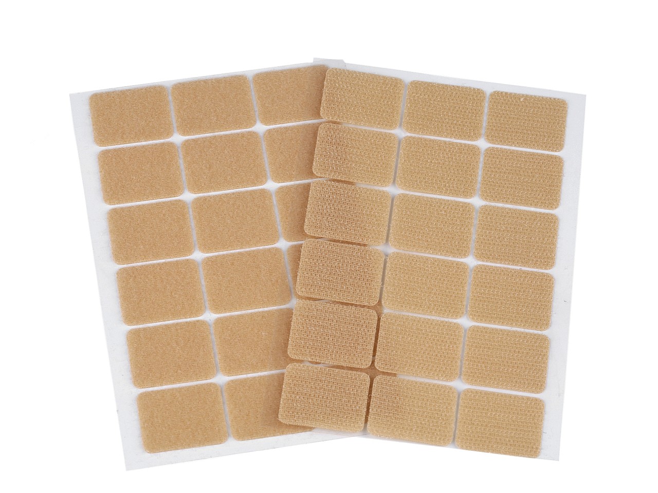 Dreptunghiuri din arici autoadezive, complet (puf + scai), 25x32 mm, bej