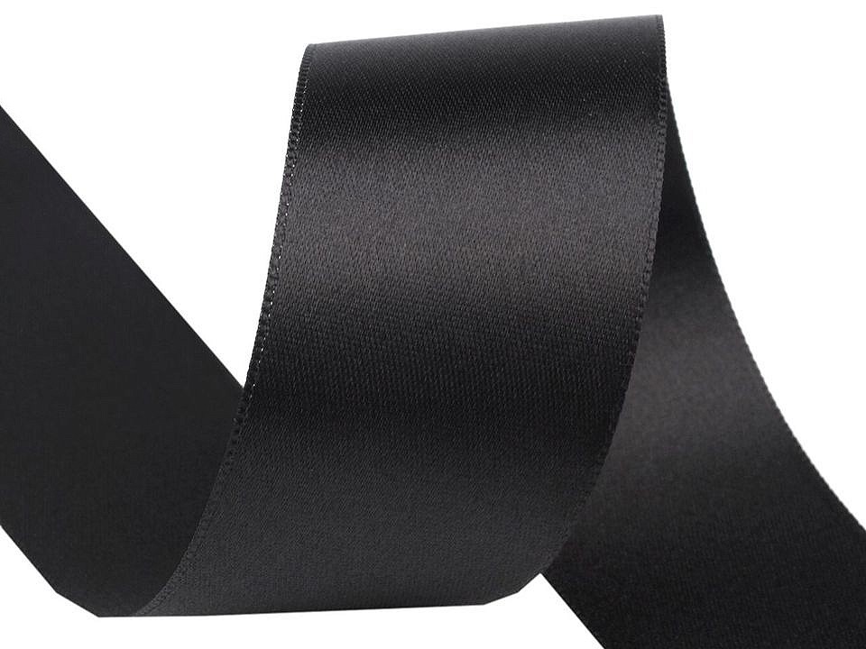 Panglică dublu satinată, lățime 40 mm, negru, 20 m Panglică dublu satinată, lățime 40 mm, negru, 20 m